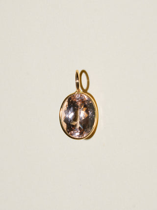 Kiss Kiss Morganite Oval Cut Charm in Yellow 14k Gold