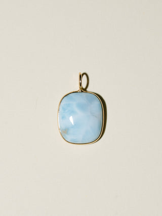 Dominicana Larimar Cushion Cabochon Charm in Yellow 14k Gold