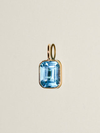 Cindy Swiss Blue Topaz Emerald Cut Charm in Yellow 14k Gold