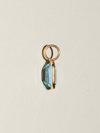 Cindy Swiss Blue Topaz Emerald Cut Charm in Yellow 14k Gold