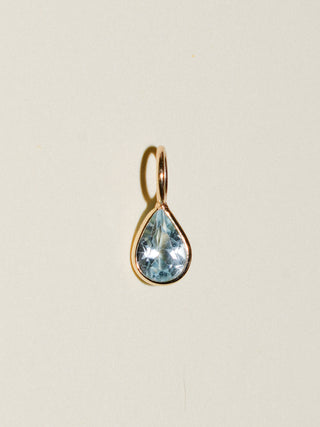 Sea You Sky Blue Topaz Teardrop Cut Charm in Yellow 14k Gold