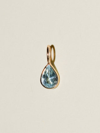 Sea You Sky Blue Topaz Teardrop Cut Charm in Yellow 14k Gold
