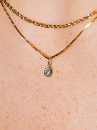 Sea You Sky Blue Topaz Teardrop Cut Charm in Yellow 14k Gold