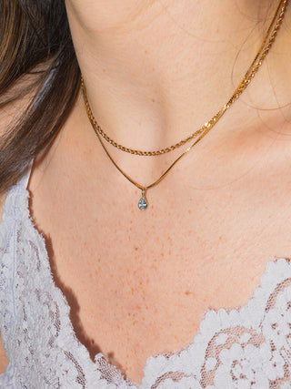 Sea You Sky Blue Topaz Teardrop Cut Charm in Yellow 14k Gold