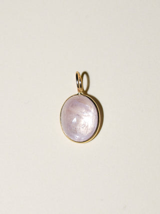 Sugar Morganite Oval Cabochon Charm in Yellow 14k Gold