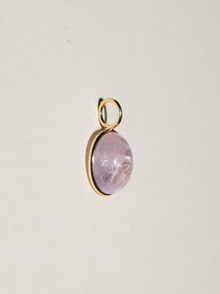 Sugar Morganite Oval Cabochon Charm in Yellow 14k Gold