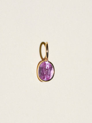 Lovebirds Pink Tourmaline Oval Cut Charm in Yellow 14k Gold