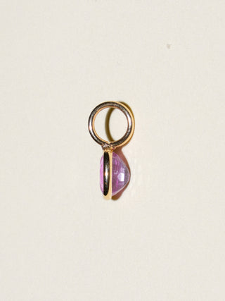 Lovebirds Pink Tourmaline Oval Cut Charm in Yellow 14k Gold