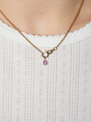 Lovebirds Pink Tourmaline Oval Cut Charm in Yellow 14k Gold