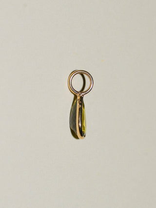 Dewy Green Tourmaline Teardrop Cut Charm in Yellow 14k Gold