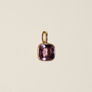 Crocus Spinel Cushion Cut Charm in Yellow 14k Gold