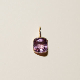 Crocus Spinel Cushion Cut Charm in Yellow 14k Gold