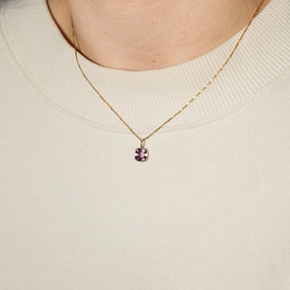 Crocus Spinel Cushion Cut Charm in Yellow 14k Gold