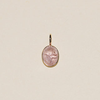 Blushing Beauty Morganite Oval Cabochon Charm in Yellow 14k Gold