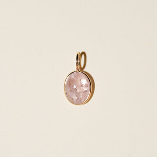 Blushing Beauty Morganite Oval Cabochon Charm in Yellow 14k Gold