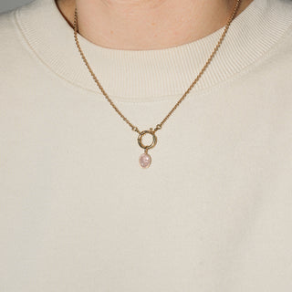 Blushing Beauty Morganite Oval Cabochon Charm in Yellow 14k Gold