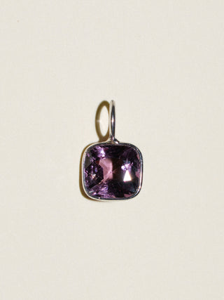 Passion Purple Spinel Cushion Cut Charm in White 14k Gold