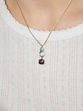 Passion Purple Spinel Cushion Cut Charm in White 14k Gold