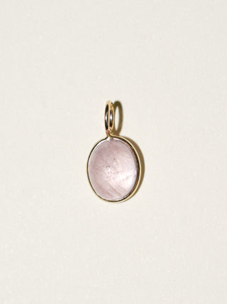 Carousel Pink Morganite Oval Cabochon Charm in Yellow 14k Gold