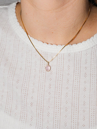 Carousel Pink Morganite Oval Cabochon Charm in Yellow 14k Gold