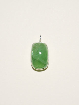 Grass Tsavorite Cushion Cabochon Charm in Sterling Silver