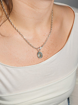 Underwater Aquamarine Cushion Cut Charm in White 14k Gold