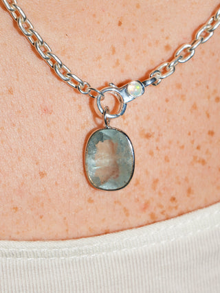 Underwater Aquamarine Cushion Cut Charm in White 14k Gold