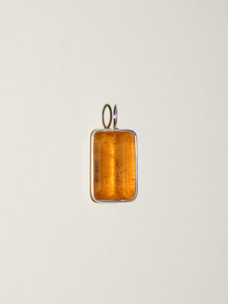 Carrot Yellow Beryl Emerald Cut Charm in Sterling Silver