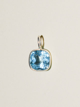 Something Swiss Blue Topaz Cushion Cut Charm in Sterling Silver