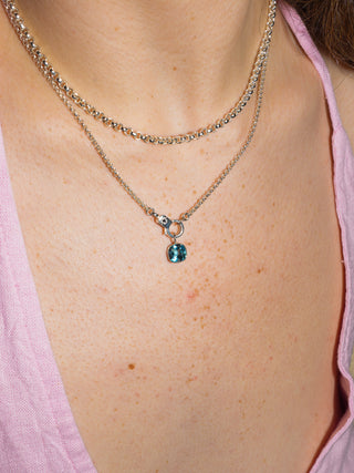Something Swiss Blue Topaz Cushion Cut Charm in Sterling Silver