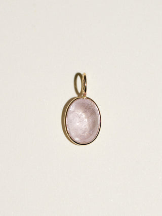Cherub Pink Morganite Oval Cabochon Charm in Yellow 14k Gold