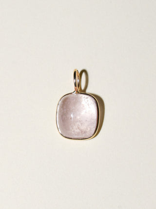 Amore Morganite Cushion Cabochon Charm in Yellow 14k Gold