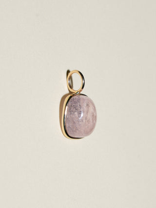 Amore Morganite Cushion Cabochon Charm in Yellow 14k Gold