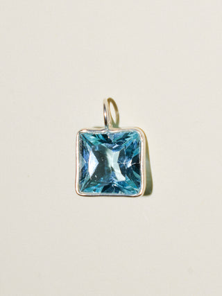 Agave Sky Blue Topaz Square Cut Charm in Sterling Silver