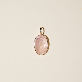 Icy Pink Morganite Oval Cabochon Charm in Yellow 14k Gold