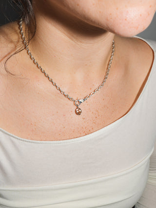 Eepy Sleepy Sunstone Oval Cut Charm in White 14k Gold