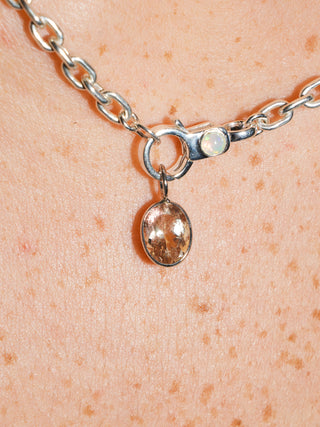 Eepy Sleepy Sunstone Oval Cut Charm in White 14k Gold