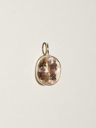 Straw Sunstone Oval Cut Charm in Sterling Silver