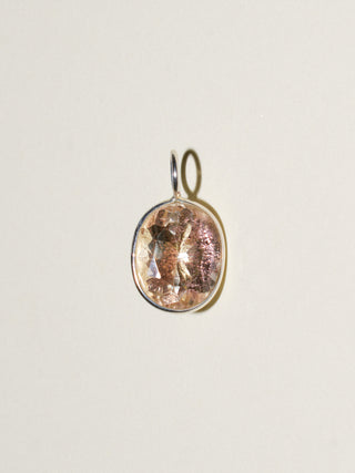 Straw Sunstone Oval Cut Charm in Sterling Silver