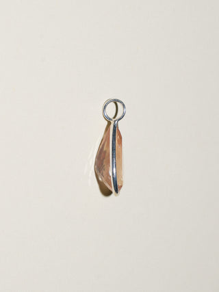 Pink Sherbet Sunstone Teardrop Cut Charm in Sterling Silver