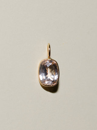 Rosewater Morganite Cushion Cut Charm in 14k Yellow Gold