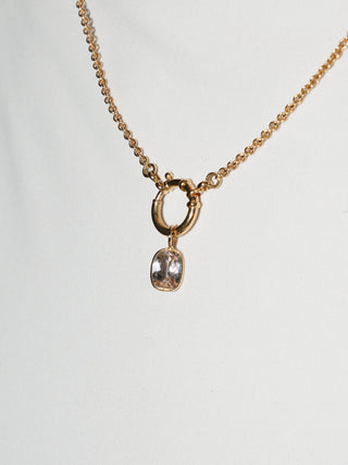 Rosewater Morganite Cushion Cut Charm in 14k Yellow Gold