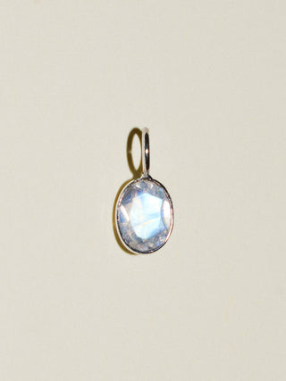 New Moonstone Oval Cut Charm in White 14k Gold