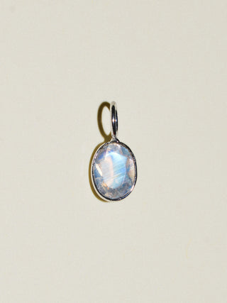 New Moonstone Oval Cut Charm in White 14k Gold