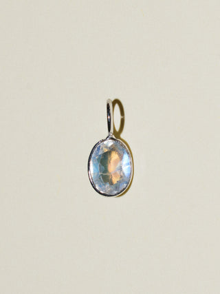 New Moonstone Oval Cut Charm in White 14k Gold