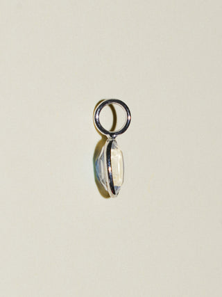 New Moonstone Oval Cut Charm in White 14k Gold