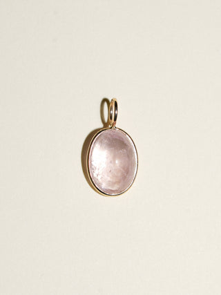 Angelic Morganite Oval Cabochon Charm in Yellow 14k Gold