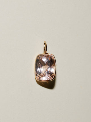 Angel Wing Morganite Cushion Cut Charm in 14k Yellow Gold