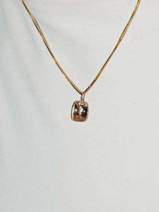 Angel Wing Morganite Cushion Cut Charm in 14k Yellow Gold