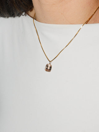 Angel Wing Morganite Cushion Cut Charm in 14k Yellow Gold